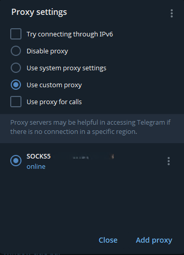 Telegram Connection Type