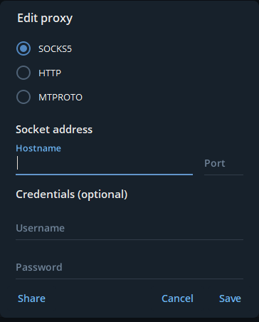 Telegram Proxy Settings