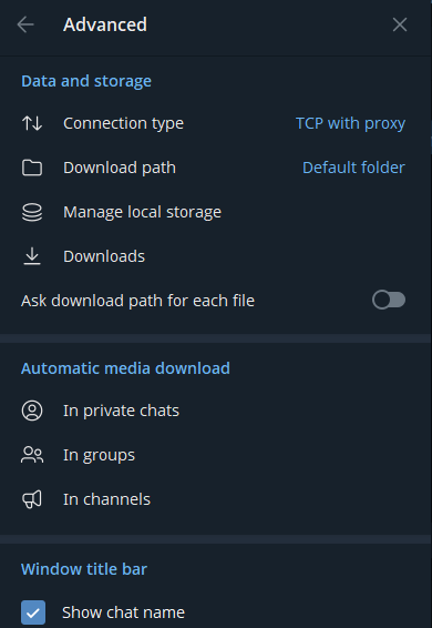 Telegram Desktop Advanced Settings